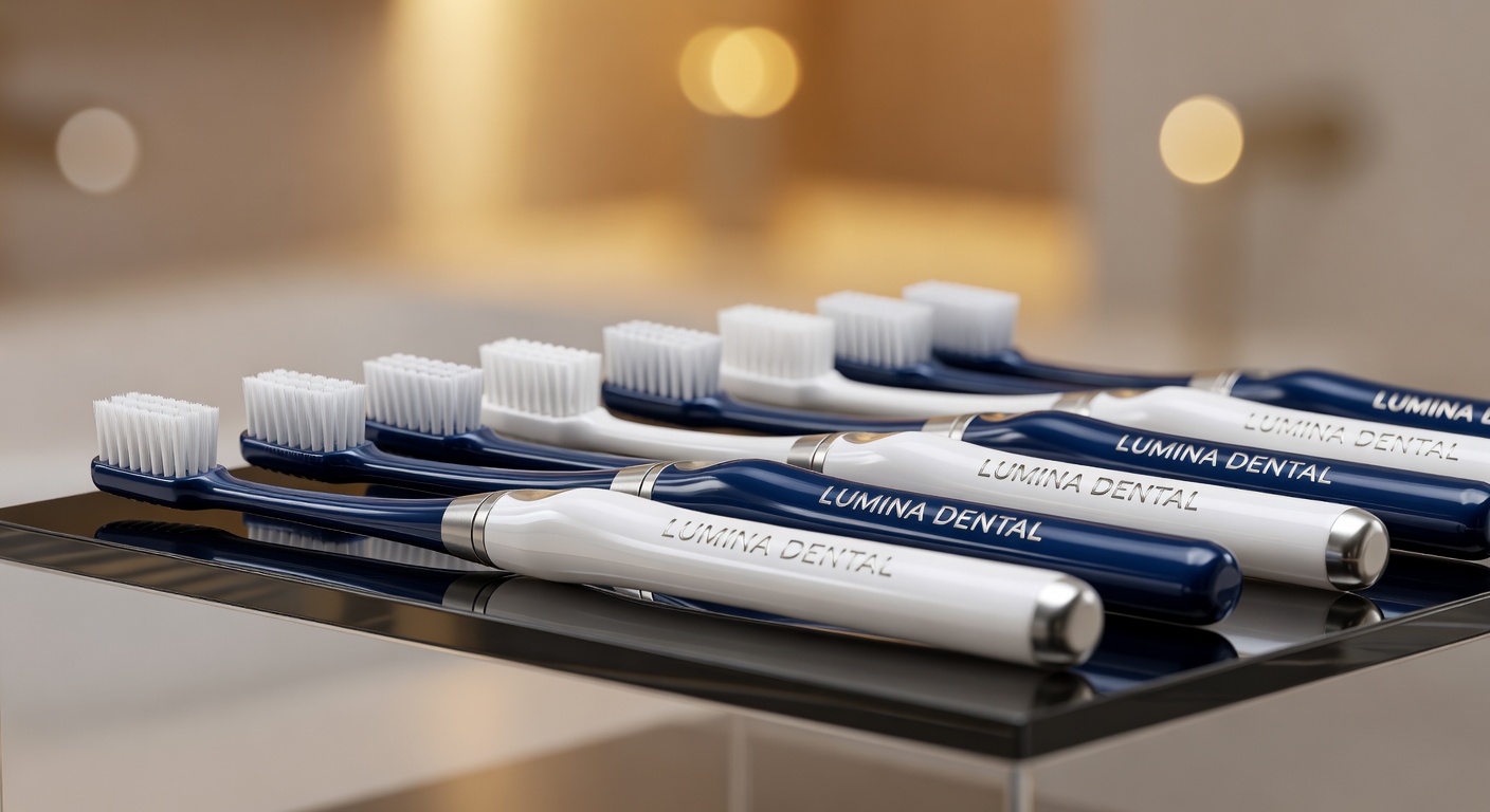 Branded toothbrushes close-up